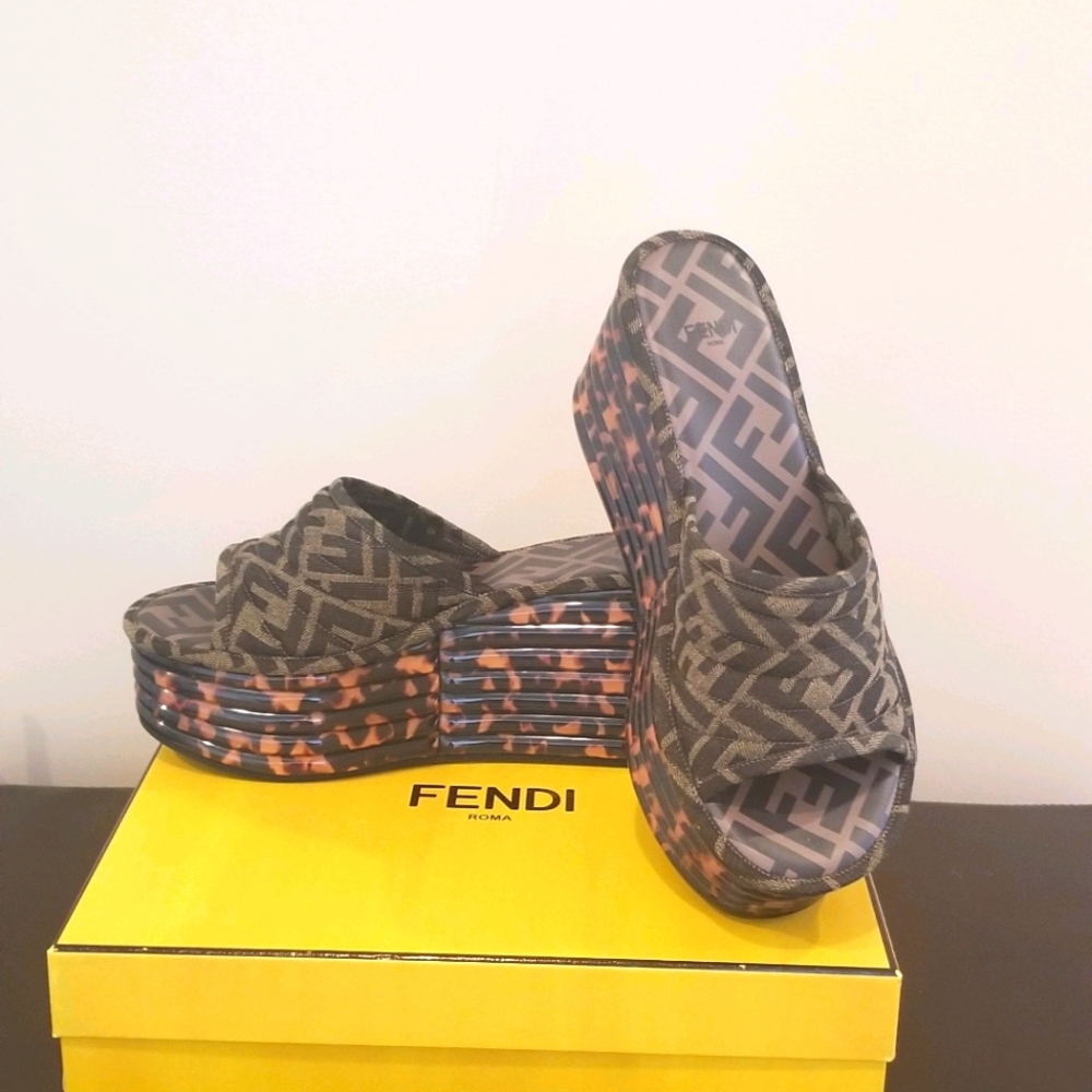 Fendi Platform Wedge Sandals